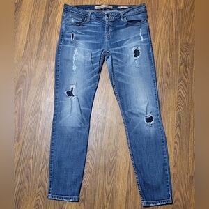 Guess Power Skinny Low Blue Distressed Ripped Denim Jeans Women’s Size 32 A67